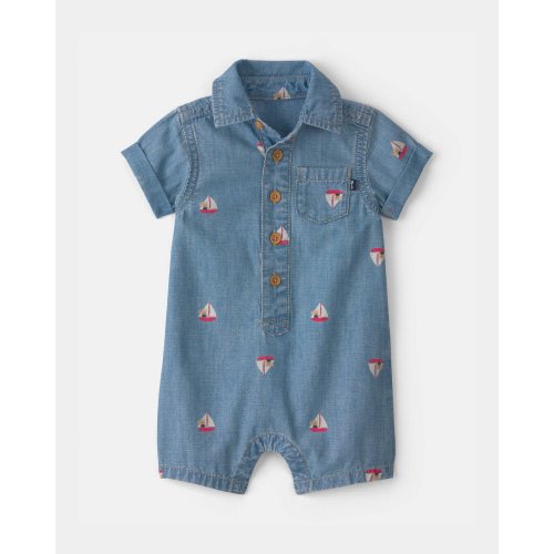 Baby Teddy Bear Sailboat Chambray Romper - Indigo - OshKosh B'gosh | Carter's