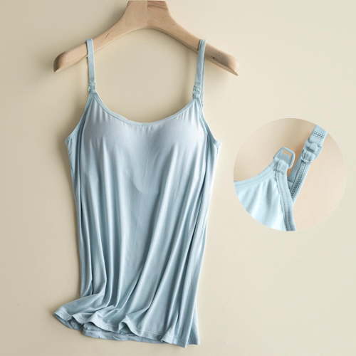 Zynoxe Maternity Tank Tops Clip down Round Neck Maternity Nursing Tank Tops with Built in Shelf Bra Adjustable Removable Straps Sleeveless Breastfeeding Tops for Pregnancy Loungewear and Casual