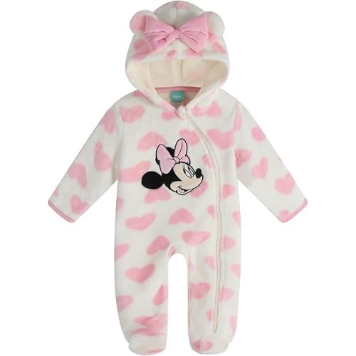 Magic Threadz Disney Clothes Baby Girls Pram One-Piece Sleeper with Hood, Soft Cozy Outfit for Infants, (0–9M)