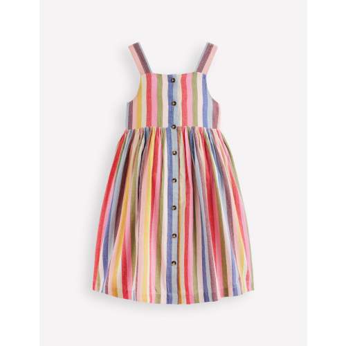 Remy Button Through Dress-Pink/ Green Multistripe