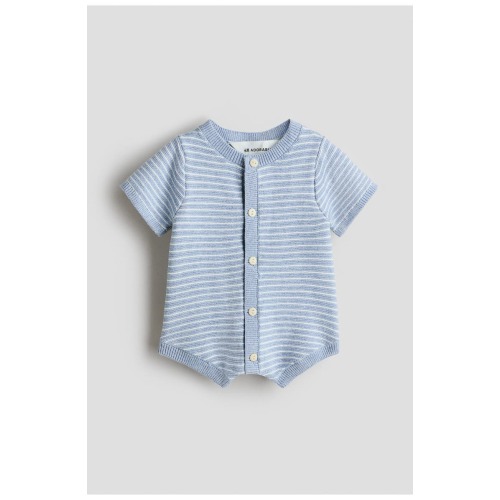 Purl-knit Cotton Romper Suit, 6M