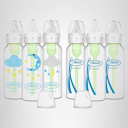 Dr. Brown’s Natural Flow® Anti-Colic Options+™ Narrow Baby Bottles 8 oz/250 mL, with Level 1 Slow Flow Nipple, 6 Pack, 0m+ Woodland Animals Gift Set