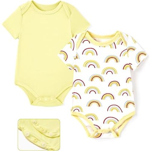 PATPAT Baby Bodysuits Supersoft Bamboo Viscose - Short Sleeve Boys and Girls - Newborn Infant Unisex Clothes Pack