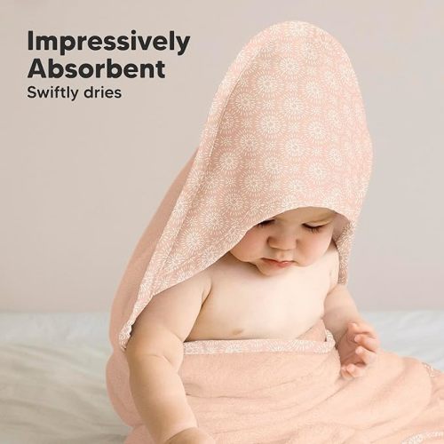KeaBabies Hooded Baby Towel for Newborn - Pink Crystal