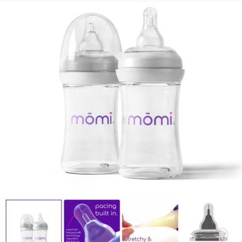 mōmi breast-like bottle 4oz 2-set with gray collar