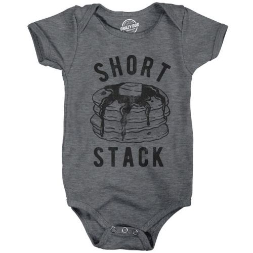 Baby Bodysuit Short Stack Jumper Funny Breakfast Pancakes Food Graphic Novelty Infant Clothes - Crazy Dog Baby Bodysuit Dark Grey Newborn