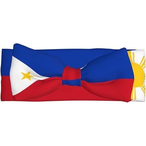 Philippine flag Bow Hair Accessories, Kids Hair Accessories for Newborn, Baby, Toddler, Elastic Bow Headband 0-6 Months