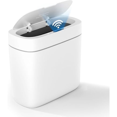 MOPALL Automatic Motion Sensor Bathroom Trash Can with Lid, 3.5 Gallon Touchless Garbage Can,Waterproof Smart Trash Can Small Waste Basket for Kitchen Bedroom Office Bathroom Living Room RV