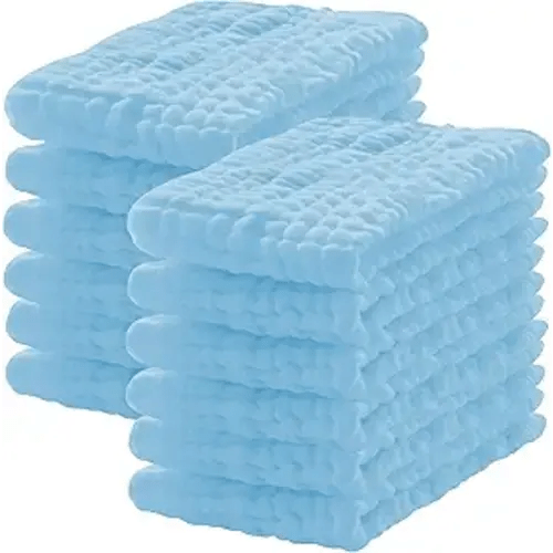 Lovely Care 12 Pack Muslin Burp Cloths 100% Cotton Muslin Cloths Large 20''x10'' Extra Soft and Absorbent Baby Burping Cloth - Aqua