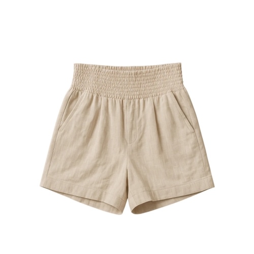 Adaptable Smocked Cotton/Linen Shorts – EMME
