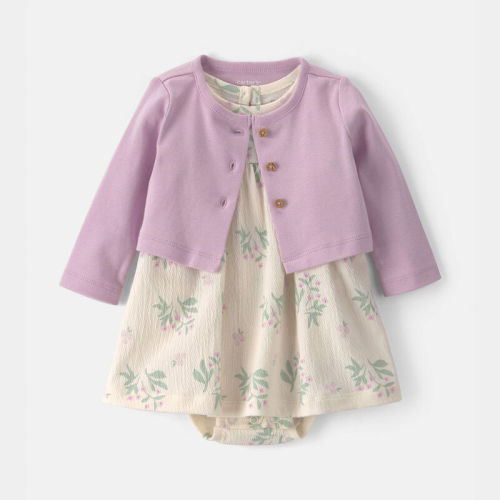 Baby Girl 2-Piece Floral Cardigan Dress Set - Purple | Carter’s Oshkosh Canada