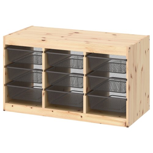 TROFAST Storage combination with boxes - light white stained pine/dark gray 36 5/8x17 3/8x20 1/2 "