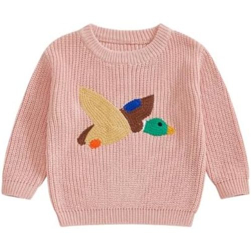 Toddler Baby Girls Boys Sweaters Mallard Duck Embroidery Long Sleeve Knit Sweatshirt Warm Winter Hunting Clothes