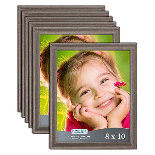 Icona Bay 8x10 Picture Frames - Hickory Brown, 6 Pack - Contemporary Photo Frames 8 10 - Composite Wood Frames for Walls or Table Top - Lakeland Collection