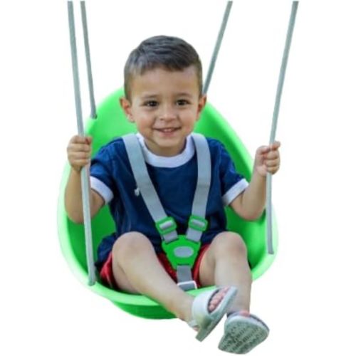 Swurfer Coconut Toddler Swing – Comfy Baby Swing Outdoor, 3- Point Adjustable Safety Harness, Secure, Safe Quick Click Locking System, Blister-Free Rope, Easy Installation, Ages 6-36 Months