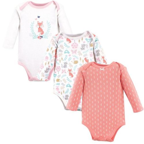 Luvable Friends Hudson Baby Long-Sleeve Bodysuits 3pk, Forest Fox, 0-3M