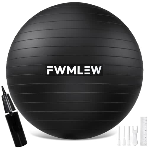 Extra Thick Exercise Yoga Ball, 5-Size Anti-Burst Heavy Duty Stability Gym Ball for Fitness, Core Workout, Pregnancy & Office Chair, Includes Quick Pump