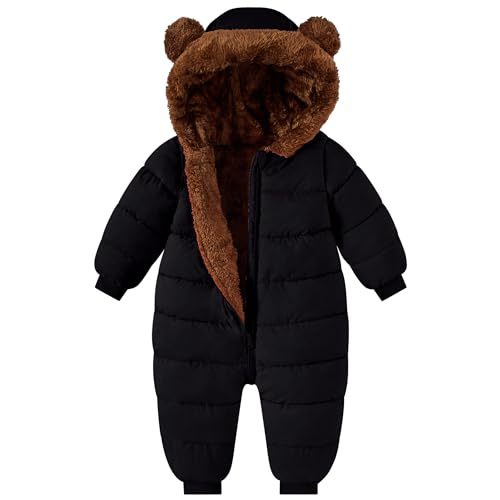 BFUSTYLE Baby Boy Snowsuit Fleece Toddler Coat 0M-3T Winter Suit with Hood | Long Sleeve Windproof Warm Fleece Cuff Sleeves Bear Ear Infant Snow Suit