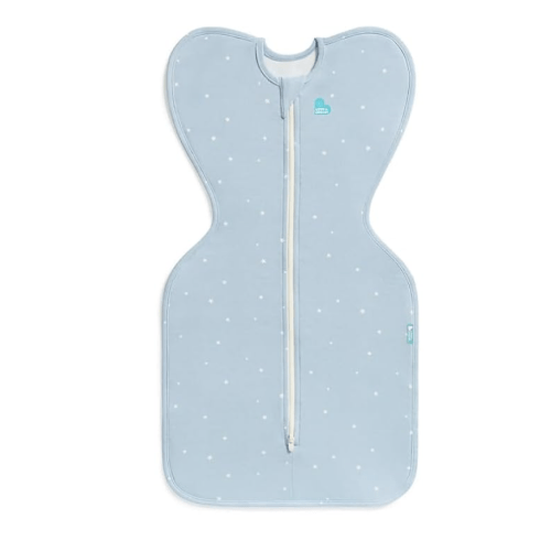 Love to Dream Swaddle Up Original, Arms Up Position, Light and Ultra Breathable Cotton - Wearable Blanket - 1.0 TOG - (20-24°C) Ideal for Moderate Temps (Twinkle Powder Blue, Medium, 6–8.5kg)