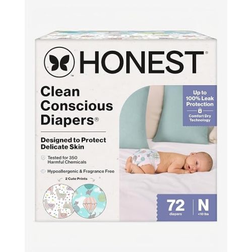 The Honest Company Daytime Diapers, Size Newborn, 72 Count