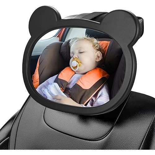 1 PcsBaby Car Mirror for Backseat, Safety Baby Car Seat Mirror for Rear Facing, Shatterproof Hook Clip Clear Wide View & 360° Rotation Baby Mirrors Essentials Accessories