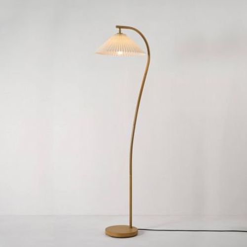 Globe Electric 62" Wood Toned Floor Lamp: ETL Listed, Iron Base, Push Button Switch