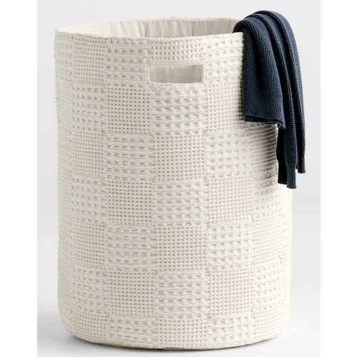 Nella Cream Cotton Waffle Weave Kids Hamper with Handles