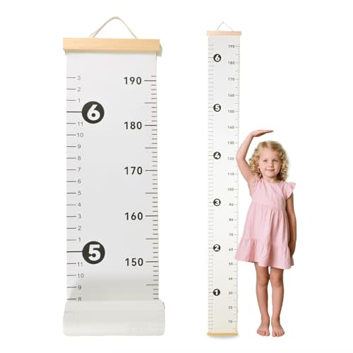 NOYOC Growth Chart for Wall, Height Chart for Kids, Upgraded Full Length 78.34x8.26 Inches Removable Canvas Measurement Ruler Toddler Tracker Marker for Baby Child Nursery Bedroom Playroom Wall Decor