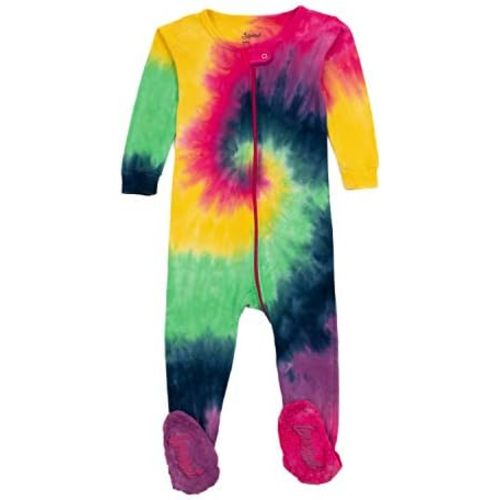 Leveret Kids & Toddler Footed Pajamas Boys Girls 100% Cotton Tie Dye (Size 3 Months-5 Years)