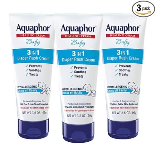 Aquaphor Baby Diaper Rash Cream with Zinc Oxide, Multipack, 3 x 3.5 OZ