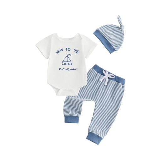 Short Sleeve New To The Crew Striped Baby Set – The Trendy Toddlers