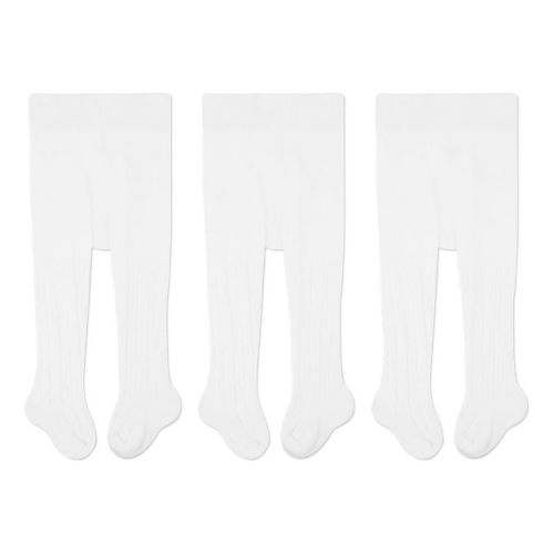 Cozyway Cable Knit Cotton Leggings/Tights for Baby Girls, 3 Pack, White, 6-12 Months Old