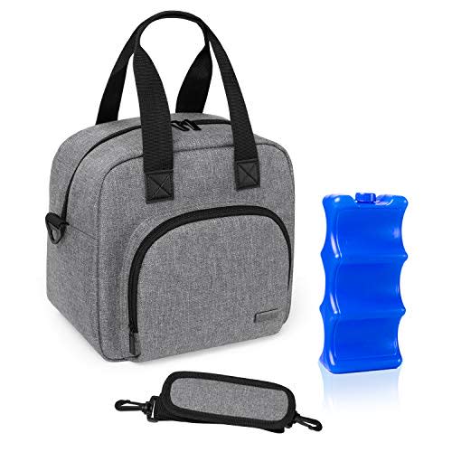 Luxja Breastmilk Cooler Bag with an Ice Pack (Fits 6 Bottles, Up to 9 Ounces), Breastmilk Cooler for Breastmilk Bottles and Small Accessories