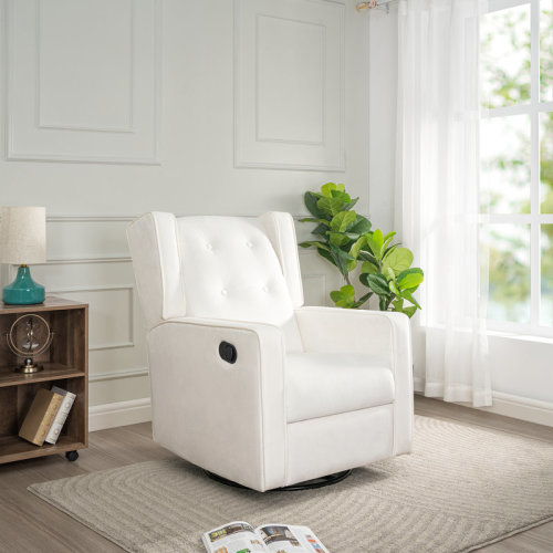 Winston Porter Parkhur 29" Manual Wingback Swivel Glider Rocker Recliner, Upholstered Nursery Chair for Living Room & Bedroom & Reviews | Wayfair
