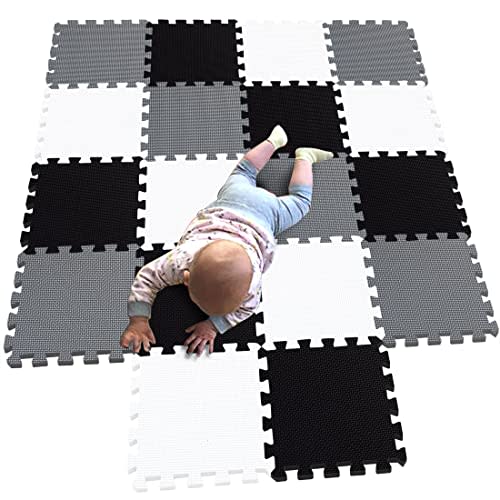 MQIAOHAM 18 Pieces Puzzle Play Mats, Soft Baby Play Mat, Kids Interlocking Foam Floor Tiles, Toddlers Carpet Playmats G301018-101104112