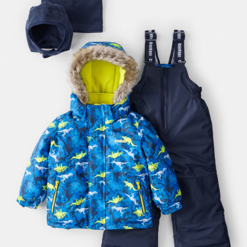 Baby Boy 2-Piece Taslan Dinosaur Print Snowsuit Set - Blue | Carter’s Oshkosh Canada