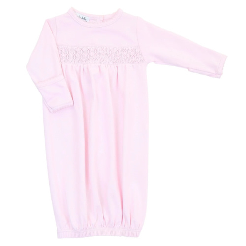 Essentials Solid Smocked Gown - Pink