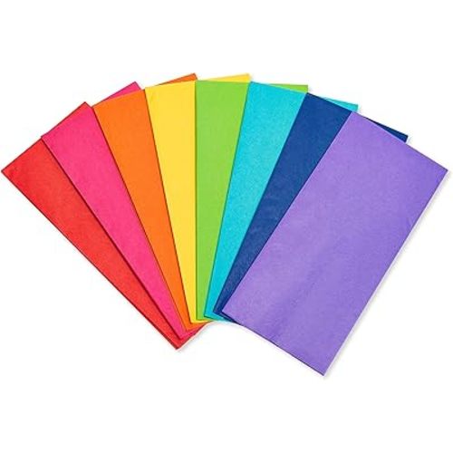 American Greetings Rainbow Tissue Paper, 40 Sheets (8 colors, 20 in. x 20 in.) for Birthdays, All Occasions, Gift Bags and Boxes, Gift Wrap, Crafts, Paper Flowers, Pom Poms, and More