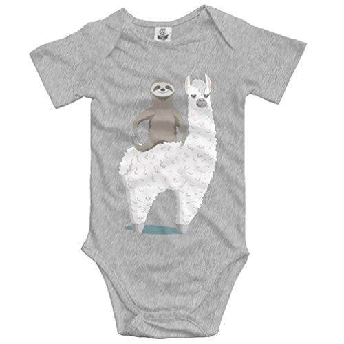 Sloth Riding Llama Cute Baby Bodysuit Cozy Short Sleeve Onesie Romper Unisex Gray
