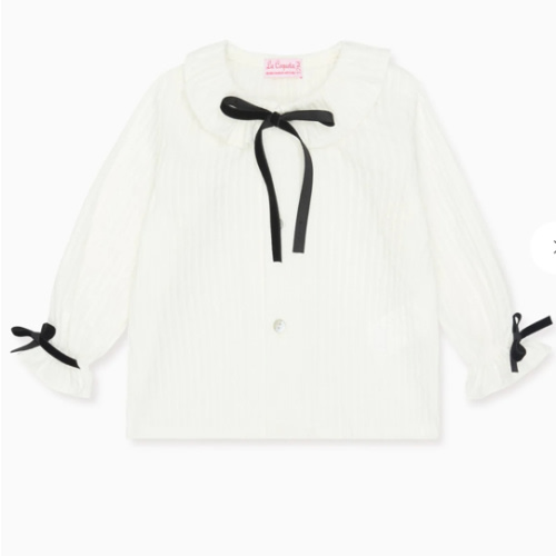 White Betty Long Sleeve Baby Girl Shirt | La Coqueta Kids UK