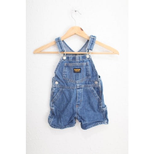 vintage osh kosh b'gosh jean denim overalls shorts baby 12 months #0136