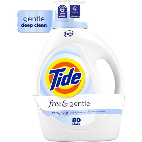 Tide Free & Gentle Liquid Laundry Detergent, 80 Loads, 105 fl oz, Tide Laundry Detergent, Clean Laundry Detergent