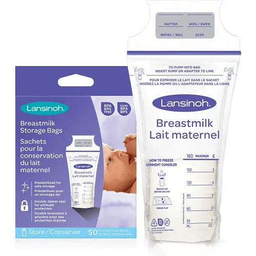 Lansinoh Breastmilk Storage Bags, 50 Count, Baby Essentials, Fast Freeze & Thaw Breast Milk Bags for Baby Bottle Feeding, Superior Strength & Stretch, 6 Ounce
