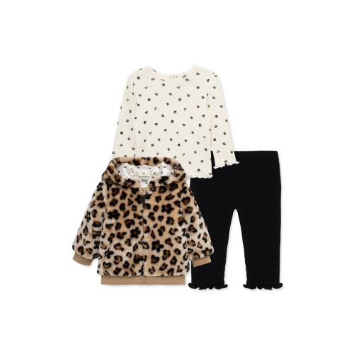 Leopard 3-Piece Rib Top, Pants & Faux Fur Jacket Set, 18M
- Only 1 left