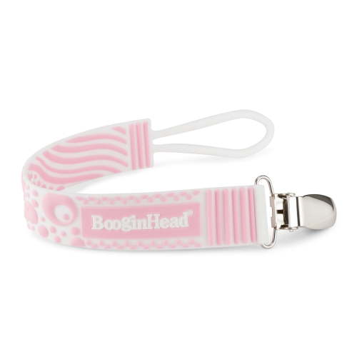 BooginHead Universal Silicone Pacifier Clip, Infant Toddler Boys and Girls, Pink Bubbles