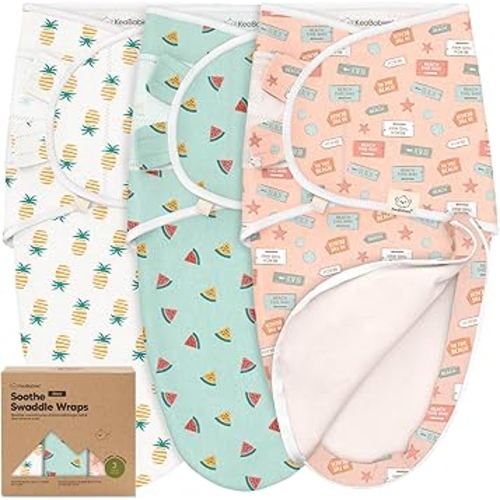 Baby Swaddle Sleep Sacks with Zipper - 3-Pack Swaddles for Newborns 0-3 Months, Infant, Baby Girls, Boys, Soft & Durable Newborn Sleep Sack, Easy Diaper Change Swaddling Blanket (Beach Day)