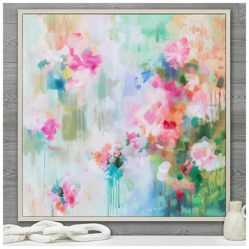 Bright Floral Impressions Framed Canvas Wall Decor