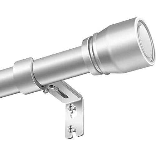 1” Diameter Silver Curtain Rods Itself is 30 to 90 inch, 1 Pack Fit 30-84 inch Windows with Heavy Duty Adjustable Rod 1 Inch Diameter Splicing Metal Extra Long Curtain Rod