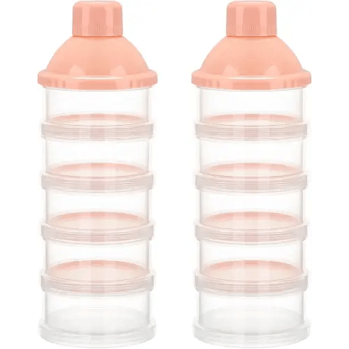 Accmor Formula Dispenser On The Go, 5 Compartments Stackable Formula Container for Travel, Baby Milk Powder Kids Snack Container, BPA Free