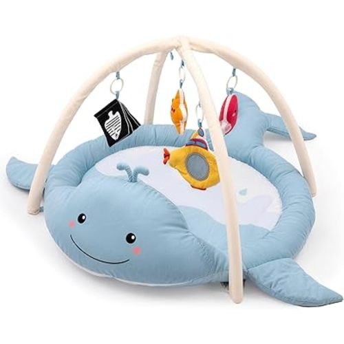Baby Play Mat, Whale Tummy Time Mat with Toys, Baby Tummy Time Mat for Boys and Girls, Baby Activity Gym for Infants 0-12 Months, Baby Mat for Floor, Baby Essentials Gift